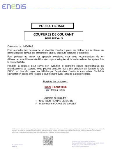 3 août : coupure de courant
