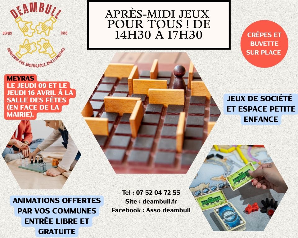 DEAMBULL ATELIER JEUX JEUDI 9 AVRIL JEUDI 16 AVRIL